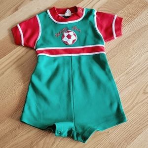 Vintage Carter's Soccer Romper Outfit